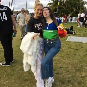 Foever21 Rainbow Color Block Half Zipper Windbreaker Hoodie